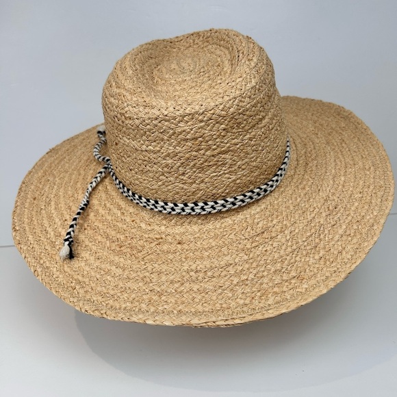 Kittenish straw hat, M/L, braided fabric cord, Vacation Beach Pool Garden NEW - Picture 4 of 8